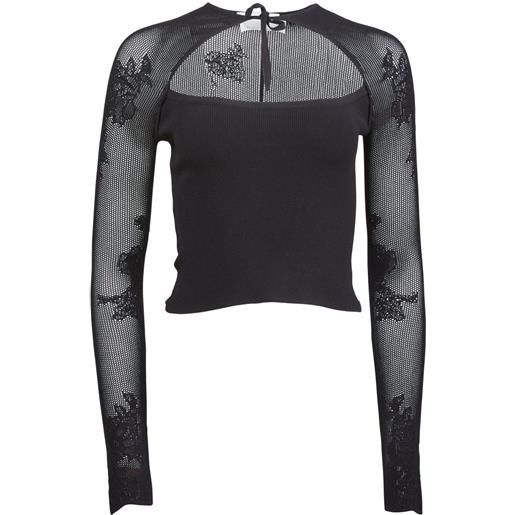 Fleur Du Mal top con maglia pointelle - nero