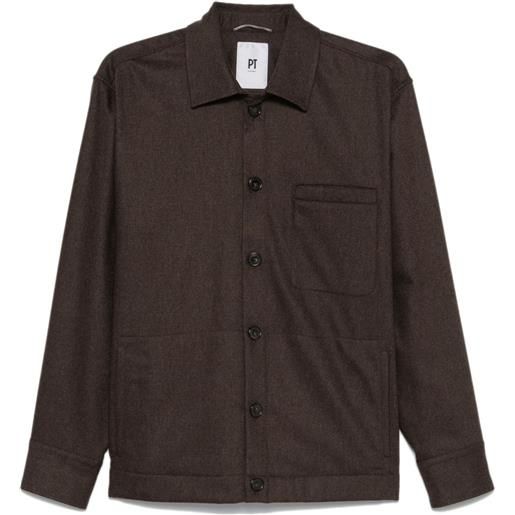 PT Torino giacca-camicia con colletto ampio - marrone