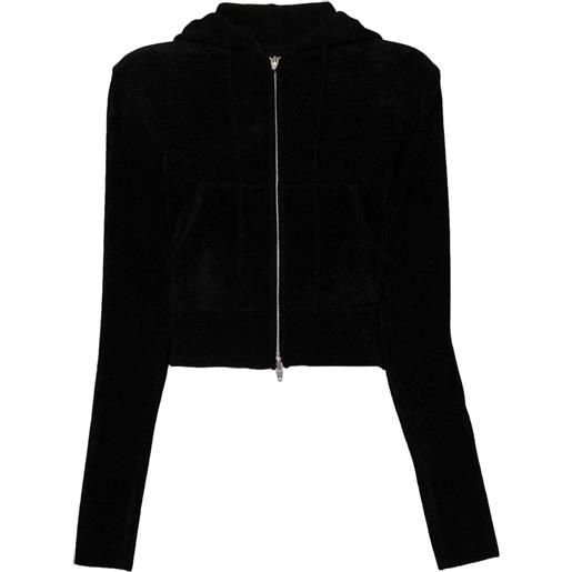 Juun.J felpa con cappuccio e zip - nero