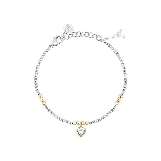 Morellato bracciale donna in acciaio con cuore, collezione talismani emily in paris, regalo amica
