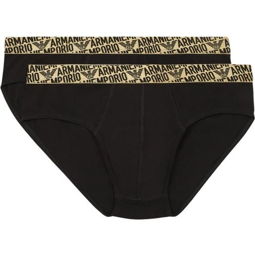 EMPORIO ARMANI pack 2 slip in cotone organico logoband shiny all over asv