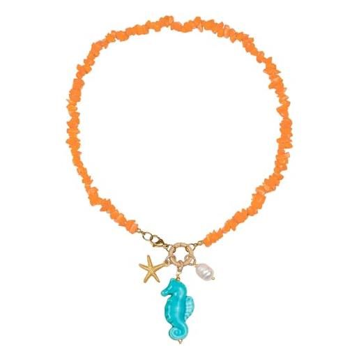 LONAGO Collana Con Cavalluccio Marino In Argento 925 - Pendente Blu A Forma Di Cuore Con Zirconi, Catena 45 Cm + 5 Cm, Regalo In Scatola
