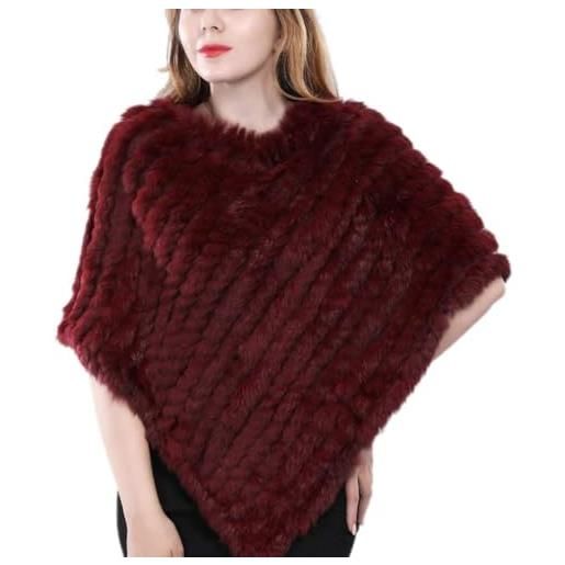 XUYUZUAU donna scialle stola in vera pelliccia di coniglio poncho mantella stola per sposa festa matrimonio invernale