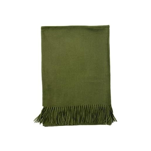 Ischia Tessile Ricami De Vivo elegante pashmina in cashmere e lana personalizzabile con ricamo disponibile in più colori - morbidezza e calore senza compromessi - sciarpa o scialle da donna - verde militare