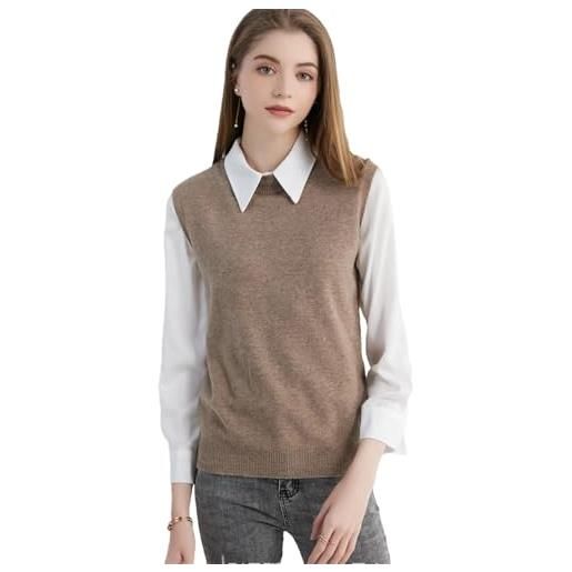 ERFMFKL maglione da donna gilet vintage pullover lavorato a maglia tinta unita canotte senza maniche girocollo gilet, b, xl