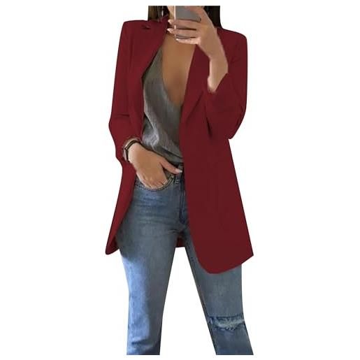 ZICUE donna basic blazer autunno colletto lapel tute blazer giacche manica lunga colore solido capispalla con tasche arancione m