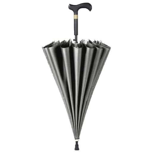 HEFJIAYCIQ ombrello a bastone, ombrello bastone con fibra di carbonio più lungo, per l'escursionismo pioggia ombrello antivento, grigio, 86cm/33inch