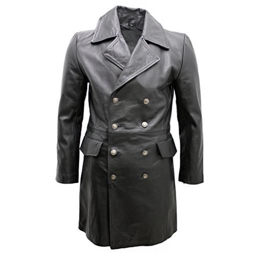 Infinity Leather Cappotto Uomo In Pelle Di Montone: Giacca Invernale Doppiopetto Stile Tedesco, Calda Con Fodera In Pelo