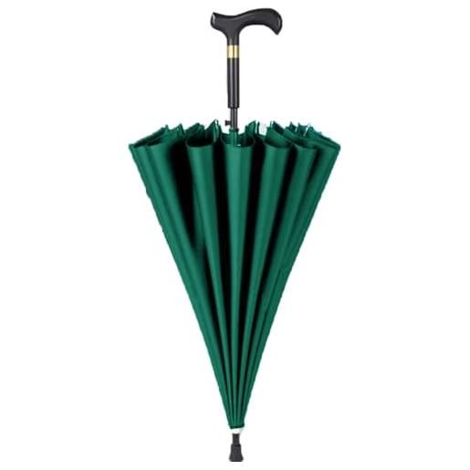 HEFJIAYCIQ ombrello a bastone, ombrello bastone con fibra di carbonio più lungo, per l'escursionismo pioggia ombrello antivento, verde, 86cm/33inch