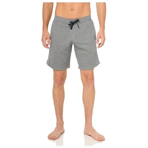 Emporio Armani iconic terry loungewear bermuda shorts, pantaloni della tuta uomo, grigio (medium melange grey), s