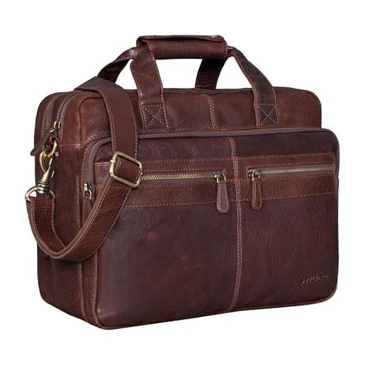 STILORD 'explorer' borsa insegnante in pelle uomo donna - grande cartella vintage in vera pelle con tracolla, divisori & scomparto pc - borsa da lavoro, colore: maraska - marrone scuro