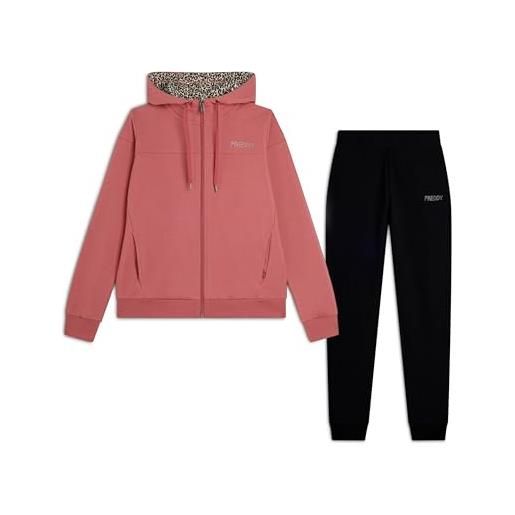 FREDDY tuta donna in felpa con zip e cappuccio animalier, stile e funzionalità