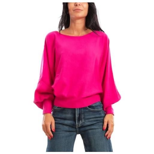 Toocool maglione donna pullover maglia ampia maniche lunghe pipistrello mm98030 [fuxia, s/m]
