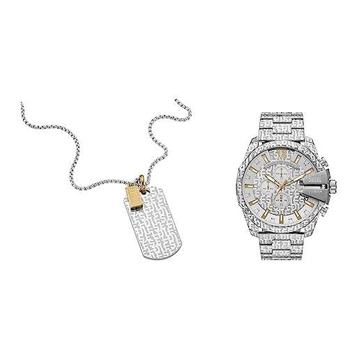 Diesel collana argento + t56Diesel orologio cronografo uomo trendy cod. Dz4636