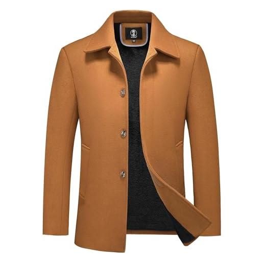 KUDORO cappotto da uomo in lana trench cappotto invernale spesso cappotto a maniche lunghe imbottito giacca peacoat outwear(blu marino, xl)