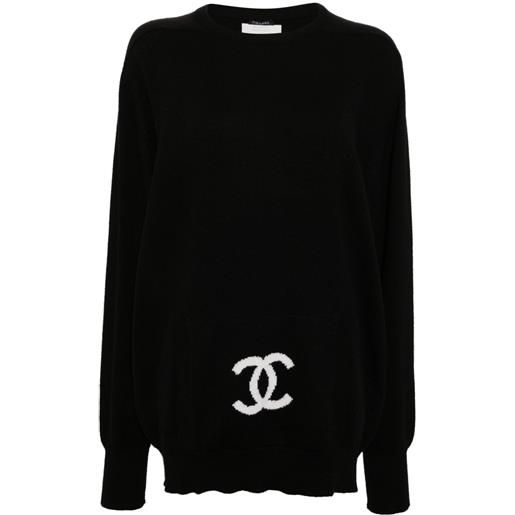 CHANEL Pre-Owned - maglione con logo cc 1994 - donna - cashmere - 42 - nero
