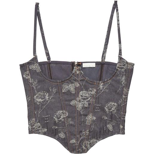 Fleur Du Mal bustino con effetto jacquard - blu
