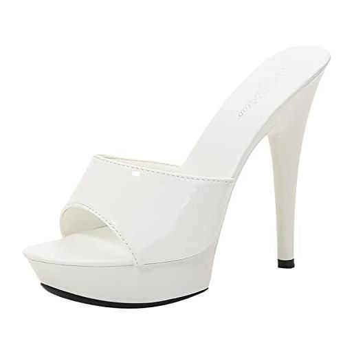 Generic slip on pantofole donna moda versatile sexy tacchi alti tacchi slim moda sexy femminile tacchi alti perizoma sandali donna, bianco, 38 eu