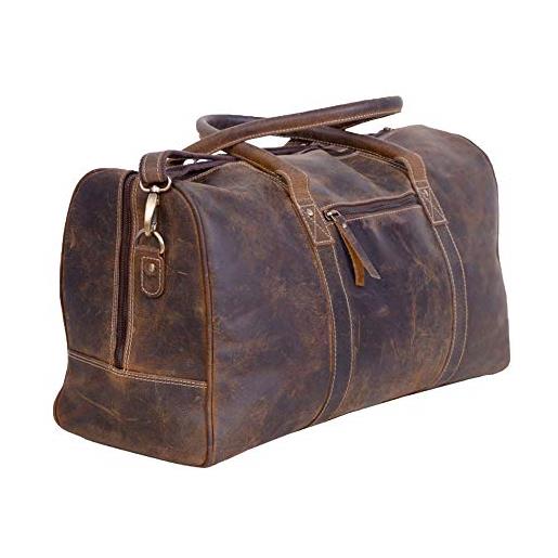 KomalC genuine leather duffel | travel overnight weekend leather bag | sports gym duffel for men by