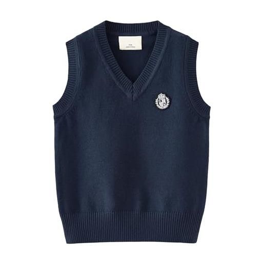 Yishengwan gilet a maglia bambini ragazzi maglione senza maniche studenti pullover gilet blu zaffiro 150