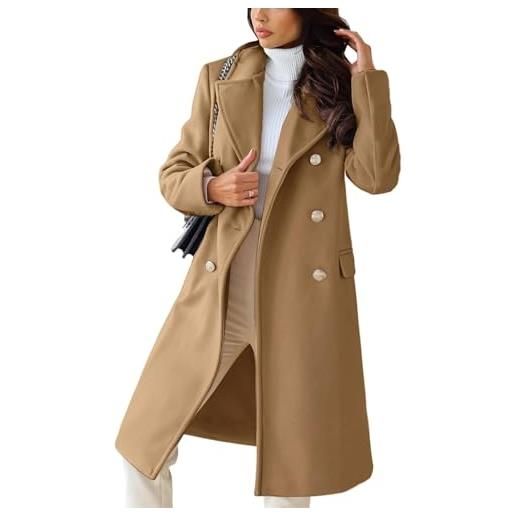 Goolecrimp cappotto classico da ufficio con revers reversibili da donna autunno e inverno abbigliamento da lavoro lungo slim pea coat con revers reversibili da donna in tweed (bianco, xxl)