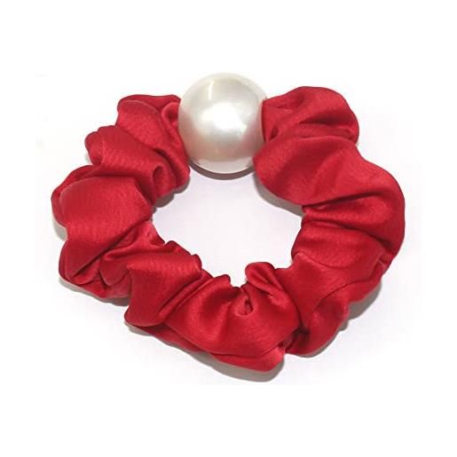 SORTZ 2 pezzi elastico elastico copricapo perla crasso fascia per capelli accessori per capelli da donna tessuto di colore puro, rosso