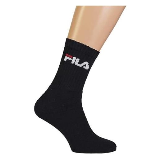 Fila calza tennis spugna, offerta 6 e 12 pezzi, calzini sportivi unisex (12 pezzi nero, 39-42)