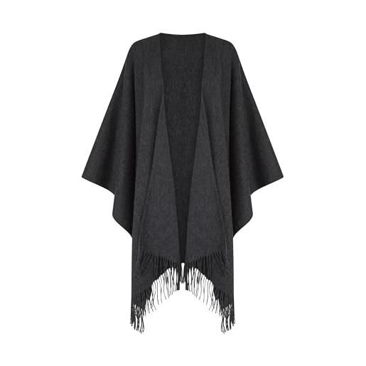 Shepherds Land poncho ruana mantella 100% lana di agnello, blu/verde