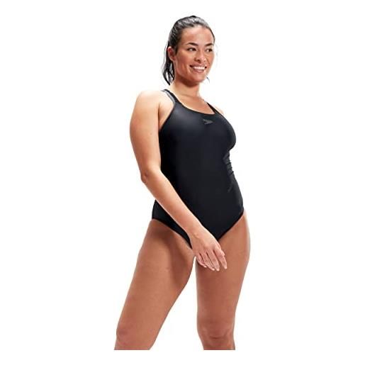 Speedo donna hyperboom placement muscleback costume intero, nero/tortora, 86
