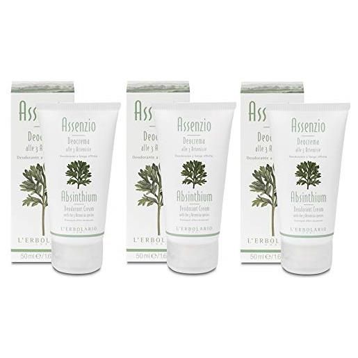 Generico erbolario - 3 x assenzio deocrema 50 ml - crema deodorante alle 3 artemisie, fragranza aromatica legnosa - 3 confezioni da 50 ml