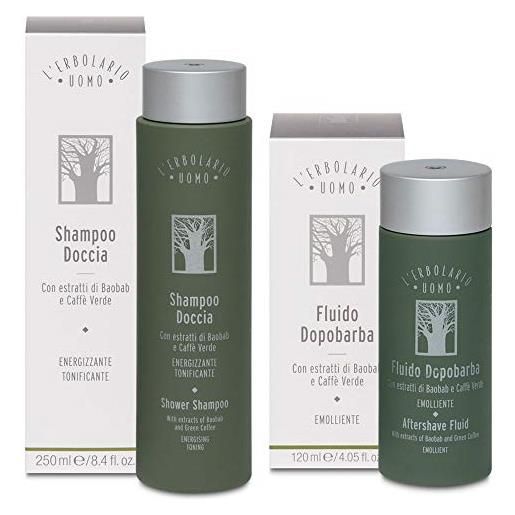 Generico erbolario confezione regalo erbolario uomo duo - shampoo doccia 250 ml + fluido dopobarba 120 ml - accordi agrumati, nota di fondo decisa e legnosa