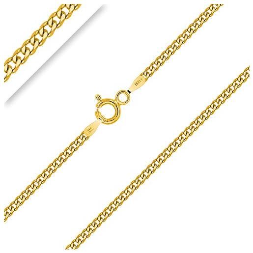 Aka Gioielli® - Collana Donna Uomo in Argento Sterling 925 Placcato Oro Giallo - Catena Maglia Barbazzale 1.3 mm - lunga 45 cm