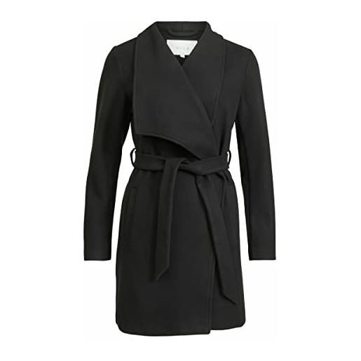 Vila vicooley collar belt coat-noos cappotto corto, nero, 48 donna