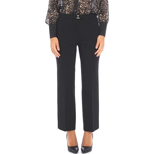 TWINSET pantalone TWINSET alla caviglia in punto milano con logo, colore nero