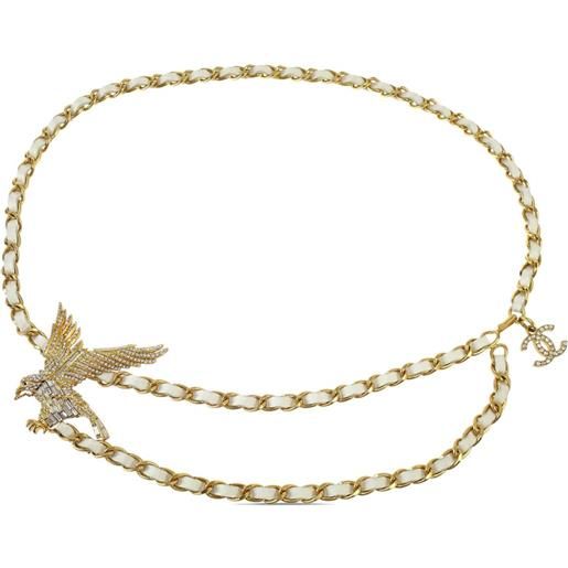 CHANEL Pre-Owned - cintura a catena 2001 - donna - pelle/placcatura in oro/pietre sintetiche - taglia unica