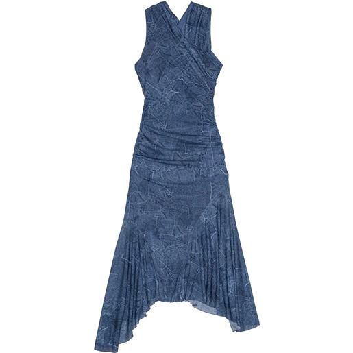 GANNI abito midi marl - blu