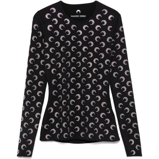 Marine Serre top crescent moon con strass - nero