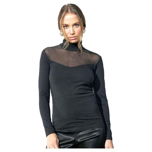 JADEA lupetto donna elegantissimo in tulle e lurex 4652 (it, testo, l, regular, regular, nero)