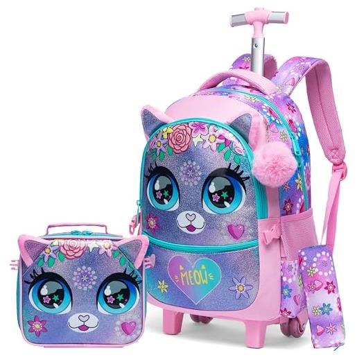HTgroce zaino per bambini con ruote - zaino scuola per ragazze