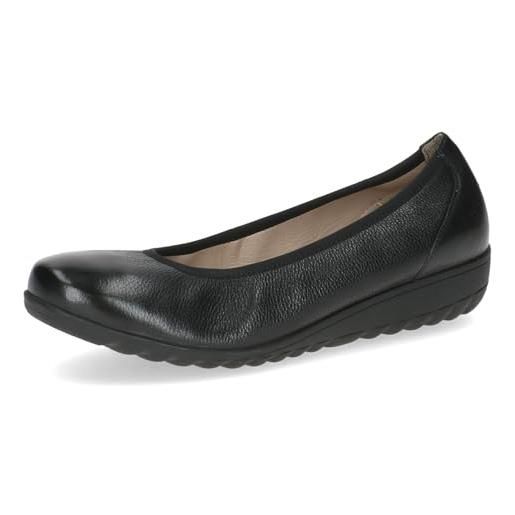 CAPRICE ballerine da donna in pelle con zeppa, nero (black nappa), 37 eu