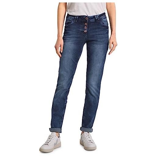 Cecil b376600 jeans larghi, mid blue wash, 34w x 30l donna