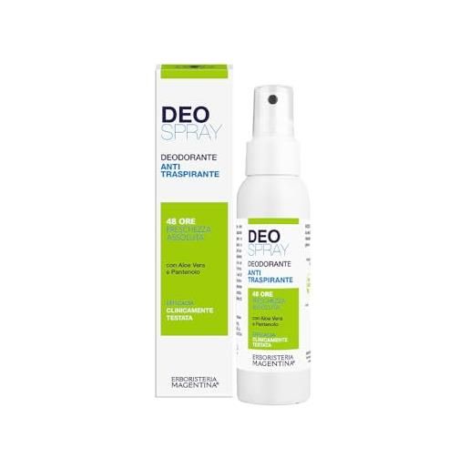 Erboristeria Magentina - deo spray da 100 ml - deodorante anti-traspirante con aloe vera e pantenolo - 48 ore di freschezza assoluta