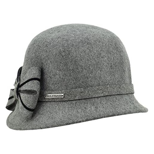 Melegari cappello donna cloche jolie | feltro di lana impermeabile | autunno/inverno (grigio medio)