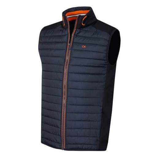 Calvin Klein gilet golf scaldacollo ibrido uomo - blu navy/arancione - xxxl