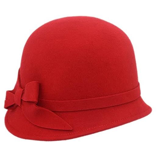 Melegari cappello donna cloche ester | feltro di lana impermeabile | autunno/inverno (rosso, 56-58)