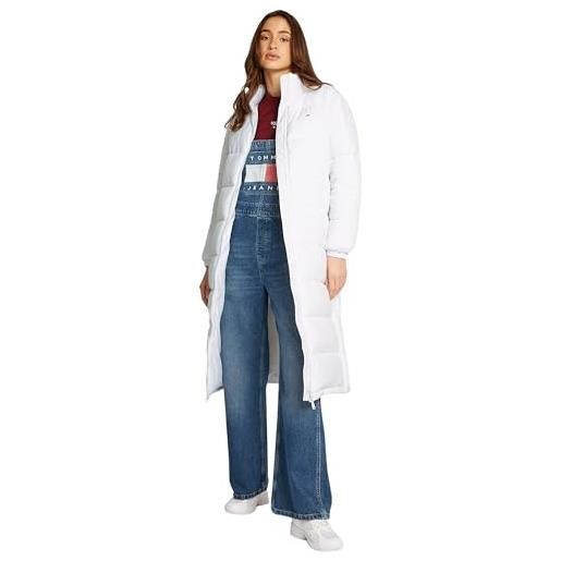 Tommy Jeans donna cappotto piumino maxi essential puffer lunghezza al ginocchio, bianco (white), xxs