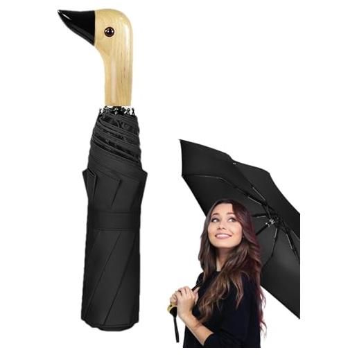 Decorhome ombrelli duckhead, ombrello duck per adulti, ombrello - ombrello antivento protezione uv donna sole e pioggia ombrelli con manico in legno a 8 stecche per bambini