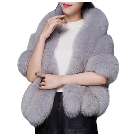 Fmzrbnih scialle in pelliccia sintetica - avvolgimento in pelliccia sintetica, sciarpa calda avvolgimenti in pelliccia | coprispalle invernale in pelliccia sintetica, coprispalle da sposa in pelliccia per matr