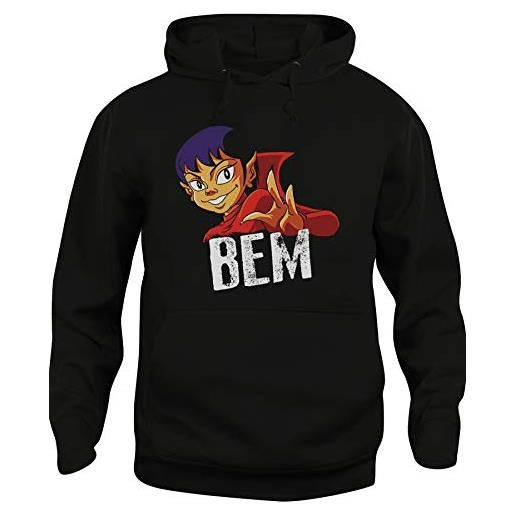 iMage felpa cappuccio unisex bem il mostro umano cartone animato cult anni 80-anime & videogames m nera