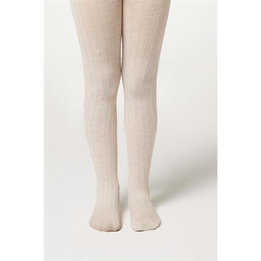 Calzedonia collant cashmere con trecce bambina naturale